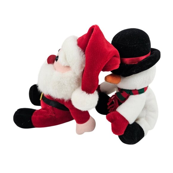 Santa Snowman Plush Duo Sears Roebuck Ho Ho Beans Collection Christmas Toy - Picture 8 of 10
